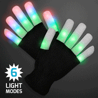 XO Black Flashing Light Up Finger LED Gloves